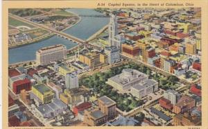 Ohio Columbus Capitol Square Aerial View Curteich