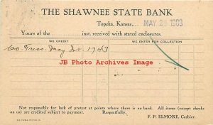 Advertising Receipt Postcard, Shawnee State Bank, Topeka Kansas