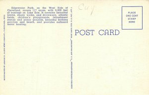 Cleveland Ohio 1940s Postcard Edgewater Park Bathing Beach Baseball Field