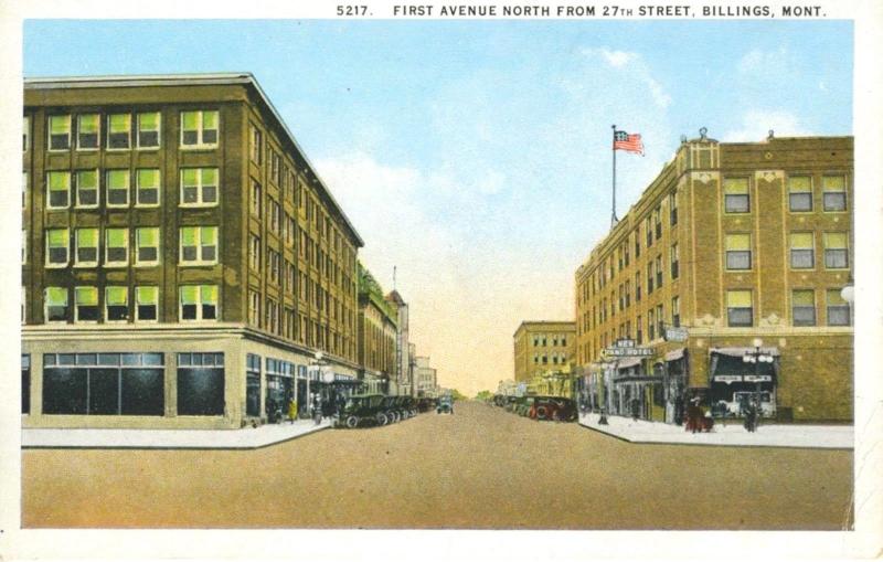 First Avenue North From 27th Street Billings Montana MT Vintage Postcard E12