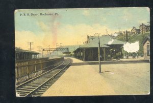 ROCHESTER PENNSYLVANIA RAILROAD DEPOT TRAIN STATION VINTAGE POSTCARD