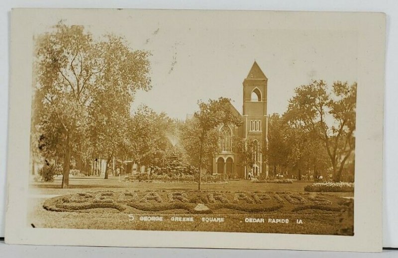 IA Cedar Rapids RPPC George Greene Square 1910 to Specht Ferry Iowa Postcard Q11