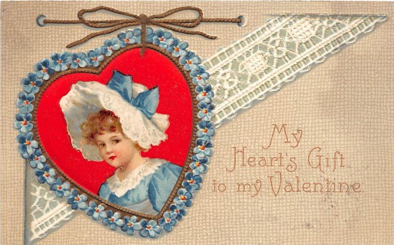 A52/ Valentine's Day Love Holiday Postcard 1909 Kansas City Heart Girl 8