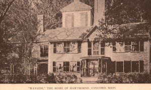 Vintage Postcard Wayside House Home Of Hawthorne Landmark Concord Massachusetts