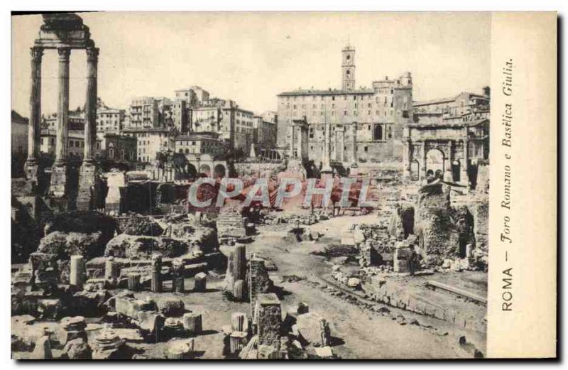 Old Postcard Roma Foro Romano E Basilica Giulia