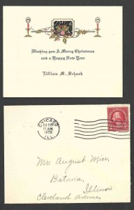 DATED 1923 CHICAGO IL WISH YOU A HAPPY XMAS & NEW YEAR EMBOSSED W/ENV