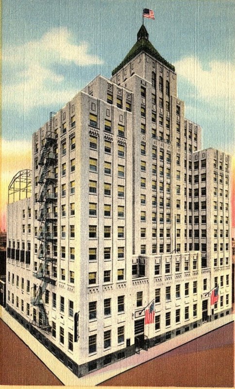 1940s DALLAS TEXAS DOWNTOWN Y.M.C.A. BUILDING UNPOSTED LINEN POSTCARD P586