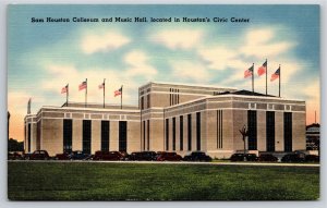 Houston Texas~San Houston Coliseum & Music Hall~Vintage Linen Postcard
