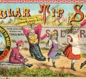 1870s-80s St. John Kirkham & Co Solar Tip Shoes Children Playing #3 Fab! P210