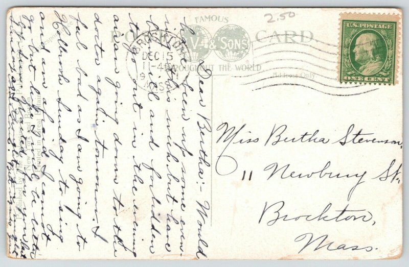 Brockton Massachusetts~Montello: North Baptist Church~Demolished~1911 Postcard