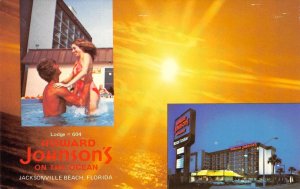 HOWARD JOHNSON'S Jacksonville Beach, FL Pool Roadside c1970s Vintage Postcard