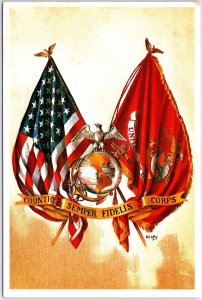 VINTAGE CONTINENTAL SIZE POSTCARD MARINE CORPS ASSOCIATION ALWAYS FAITHFUL