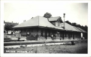 Winsor Vermont VT Railroad Train Station Depot Real Photo Vintage Postcard