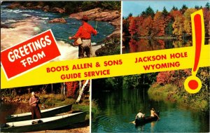 Advertising, Boots Allen & Sons Guide Service Jackson Hole WY Vtg Postcard N27