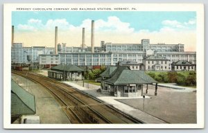Hershey PA~Chocolate Company Factory~Railroad Station Depot~Platform~1920s PC
