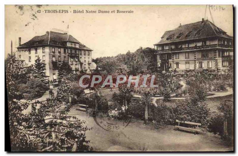 Old Postcard Trois Epis Hotel Notre Dame and Rose Garden