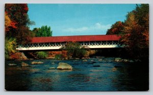 Covered Bridge Over Ashuelot River New Hampshire Vintage Postcard A114