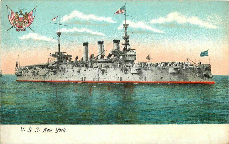 Battle Ship C-1905 USS New York Postcard Illustrated Postal Card 2095
