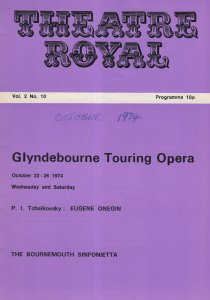 Myer Fredman Eugene Onegin Glyndebourne Opera Theatre Programme