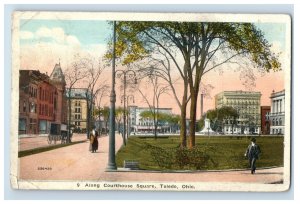 Vintage Along Courthouse Square Toledo Ohio Postcard P138E