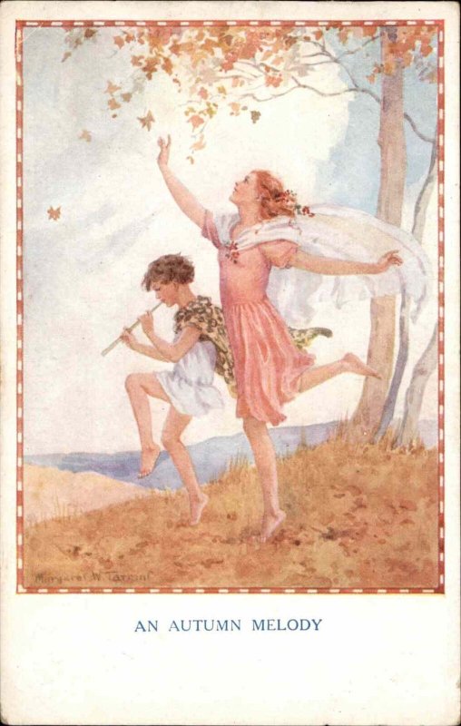 Margaret W Tarrant Autumn Melody Fantasy Dancing Medici Vintage Postcard