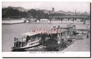 Old Postcard Paris Seine bridge arts