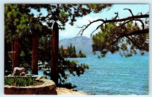 LAKE TAHOE, NV/CA ~ View of LAKE & MT TALLAC  from ZEPHYR COVE c1960s  Postcard