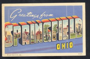 GREETINGS FROM SPRINGFIELD OHIO VINTAGE LARGE LETTER LINEN POSTCARD