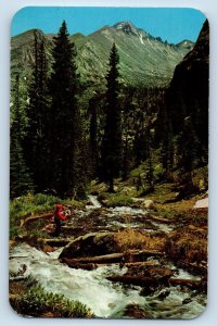Loveland Colorado CO Postcard Glacier Creek Long's Peak Rocky Mountain Park 1961