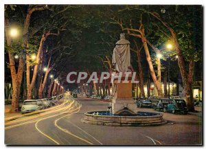 Modern Postcard Aix en Provence B R Cours Mirabeau Night