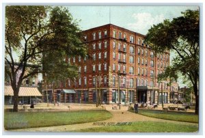 1908 National Hotel Exterior Building Peoria Illinois Vintage Antique Postcard