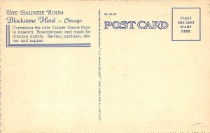 Chicago Illinois 1940s Postcard Blackstone Hotel Balinese Room 