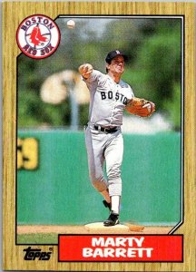 1987 Topps Baseball Card Marty Barrett Boston Red Sox sk2365