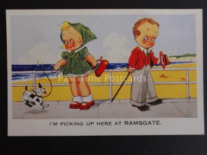 Comic Romance Theme IM PICKING UP HERE AT RAMSGATE - Old Postcard