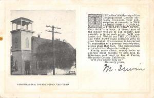 Perris California Congregational Church Street View Antique Postcard K62502