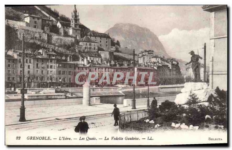 Old Postcard Grenoble Isere Quays La Vedette Gauloise