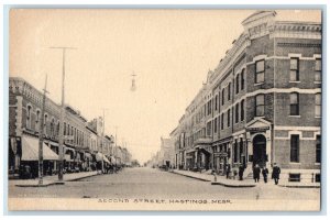 c1910's Second Street Business District Hastings Nebraska NE Unposted Postcard
