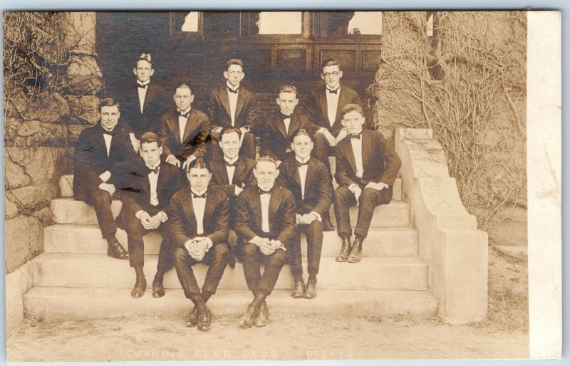 c1910s Handsome Group Men RPPC Outdoor Classy Gentlemen Stairs Vine Guys PC A251