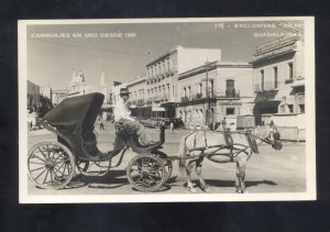 RPPC GUADALAHARA JALISCO MEXICO HORSE DRAWN CARRIAGE VINTAGE REAL PHOTO POSTCARD