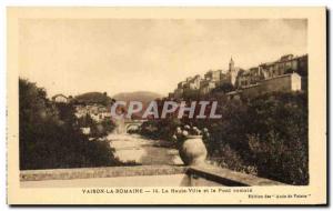 Old Postcard Vaison La Romaine Upper Town and Roman Bridge