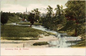 St. Thomas Ontario Swimming Hole c1906 RPO Private Postcard H1