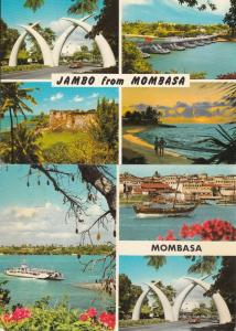 Lot 2 multi views postcards Mombasa Kenya Giant Tusks stamps franking