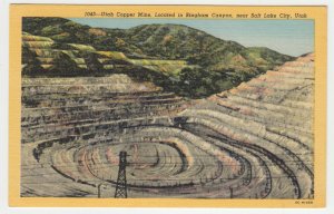 P2679 vintage postcard utah open pit copper mine near salt lake city
