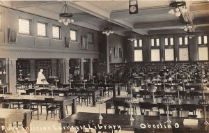 F67/ Oberlin Ohio RPPC Postcard 1910 Leiter Interior Carnegie Library