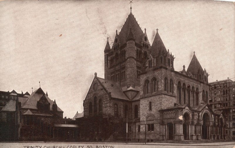 Vintage Postcard 1909 Trinity Church Copley So. Boston Massachusetts MT Sheahan