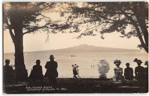 RPPC Cheltenham Beach, Devonport, Auckland, New Zealand 1921 Photo Postcard