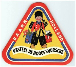 Kasteel De Hodge Vuursche Baarn Holland Luggage Label Vtg Sticker Stamp 