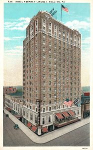 Hotel Abraham Lincoln Reading Pennsylvania High-Rise Building St. View Postcard