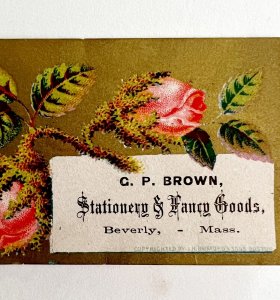 CP Brown Business Card 1890s Victorian Stationary Beverly Massachusetts DWAA10