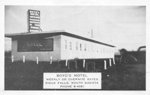 Sioux Falls South Dakota Boyd's Motel Vintage Postcard AA65116